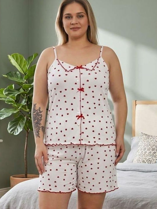 Asel Summer Women's Pyjama Kit White-Red