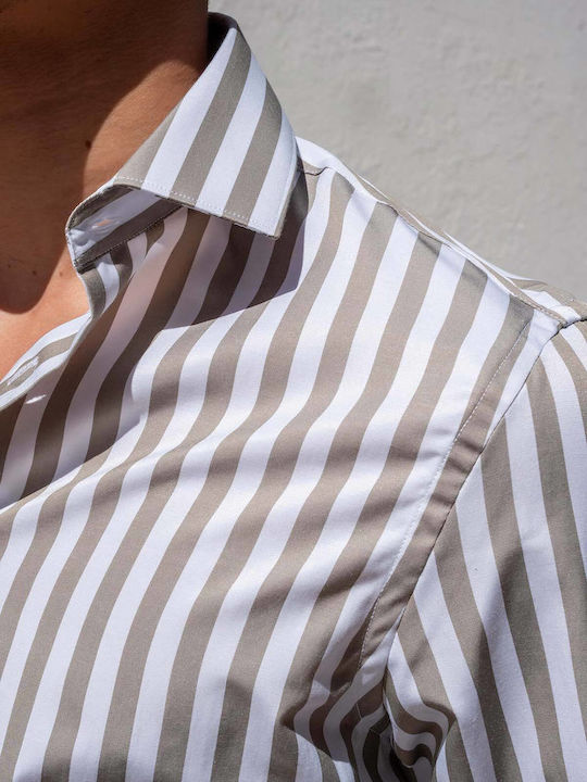 Fanco Long Sleeve Striped Green Shirt