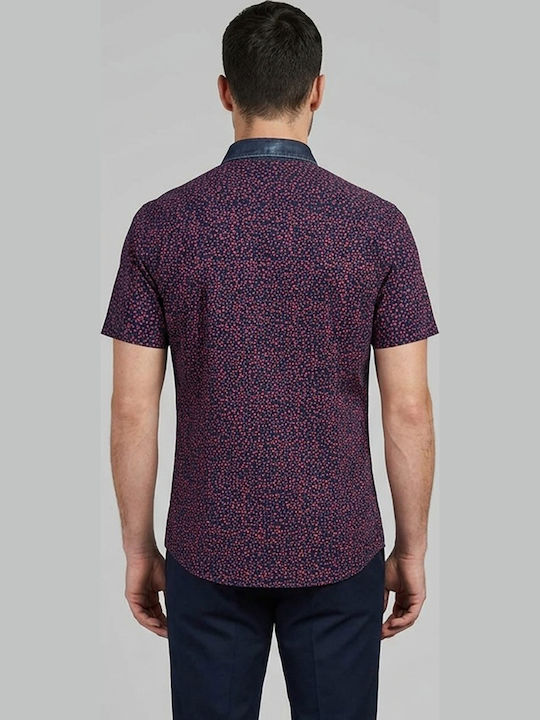 Kurzärmeliges Denim-Hemd mit Polka Dot Muster Reddot/Blau Den CA503H-Blau