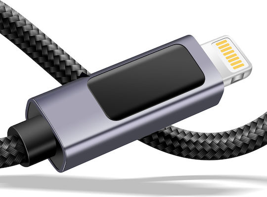 Swissten 3A Lightning to USB-C 30W Cable 1.5m LED Display Power Indicator Black