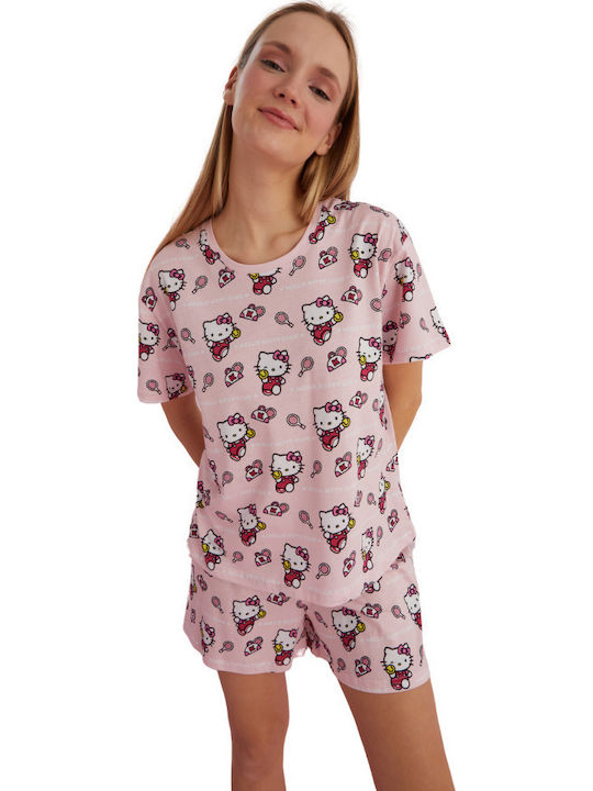 Siyah Inci Summer Women's Pyjama Set Pink