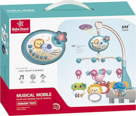 Bebe Stars Hanging Cot Toy with Music Rotation and Teether for Newborns