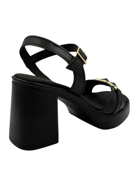 Damen Sandalen Aus Leder Schwarz