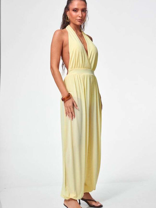 Damen Overall Jumpsuit Gelb
