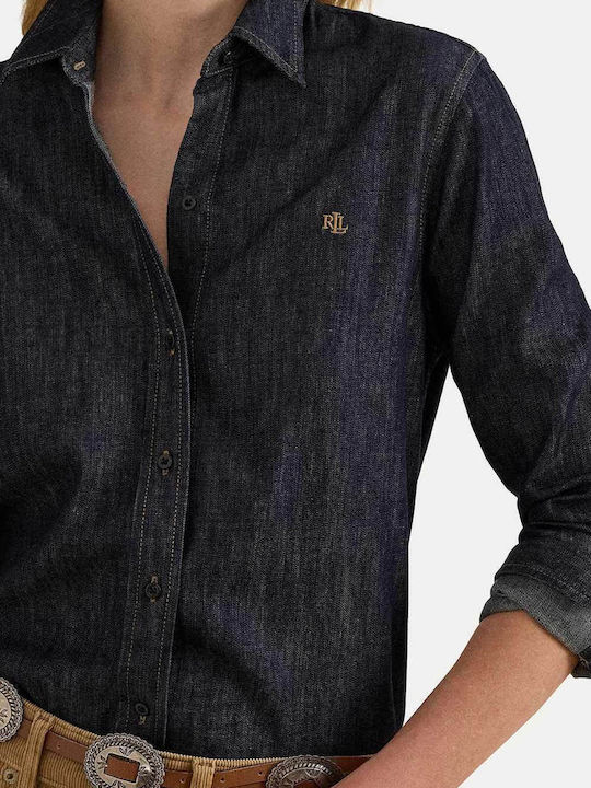 Long Sleeve Women's Denim Shirt Blue