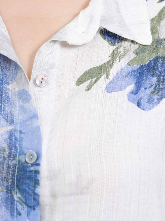 Women's Shirt White Floral