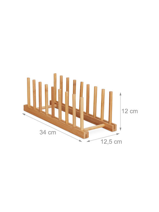 Relaxdays Suport Pentru Farfurii De Dulap Din Lemn 12x12.5x34 Cm Maro