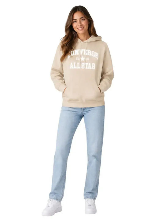 Long Women's Sweatshirt Hooded Ecru