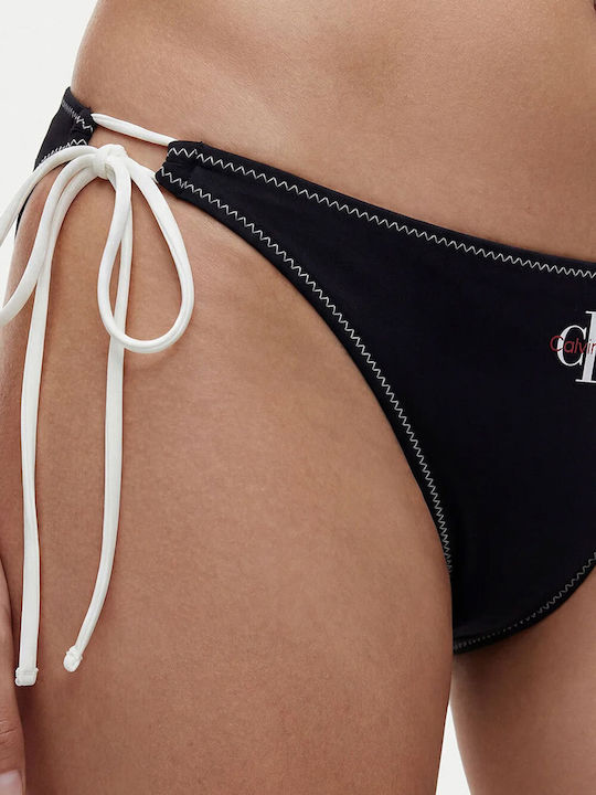 Bikini Slip with Laces Black
