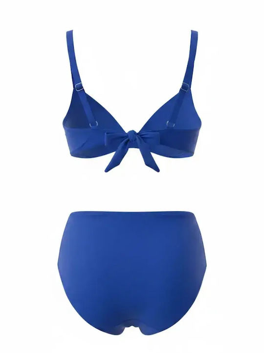 Set Bikini with Light Padding High Waist Blue Royal