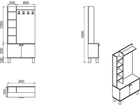 Mobilier Hol Lemn Sintetic 90x35.3x185cm
