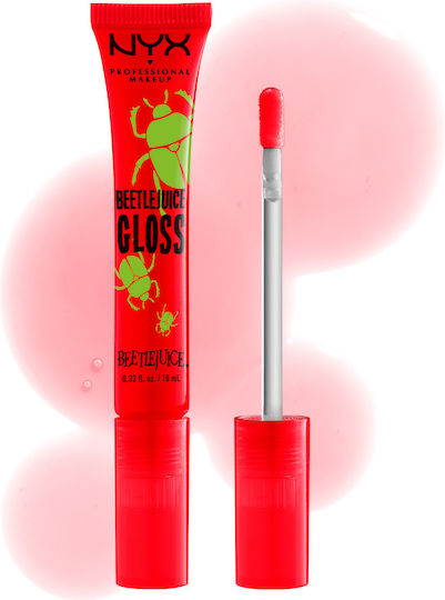 Nyx Professional Makeup Beetlejuice Luciu de Buze Hidratare & Strălucire Pe Buze Finisaj Transparent 10ml Pomegranate Clout