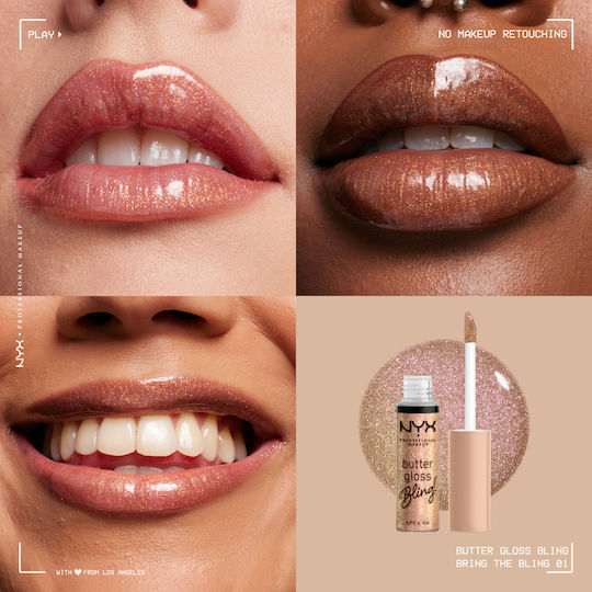 NYX Professional Makeup Butter Gloss Bling! Лип Глос 01 Bring The Bling 8мл