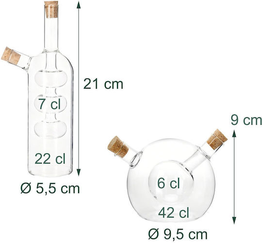 Relaxdays Glass Oil & Vinegar Dispenser Set with Flow