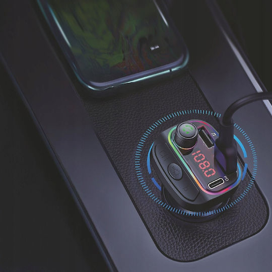 Swissten Bluetooth 5.3 Fm Transmitter Fast Charge 15 5w Rgb Mp3 Playback Black