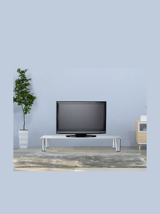 Stand TV Din Sticlă Argintiu/Transparent 100x35x17cm