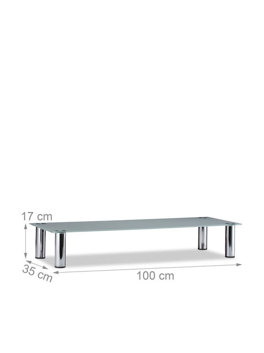 Stand TV Din Sticlă Argintiu/Transparent 100x35x17cm