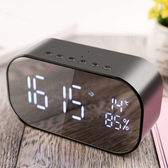 AKAI Tischuhr Digital LED Kunststoff mit Wecker & Tischuhr Schwarz ABTS-S2 BK