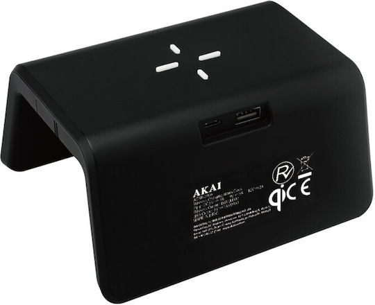AKAI Ceas de Masă Digital cu LED din Plastic, cu Alarmă și Încărcare Wireless ACRB-2000