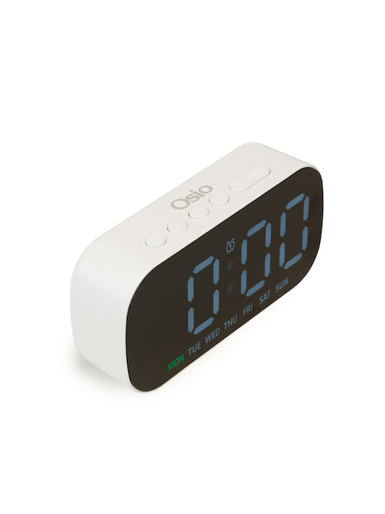 Osio Tabletop Digital LED Clock with Alarm Clock White OCA-3015B