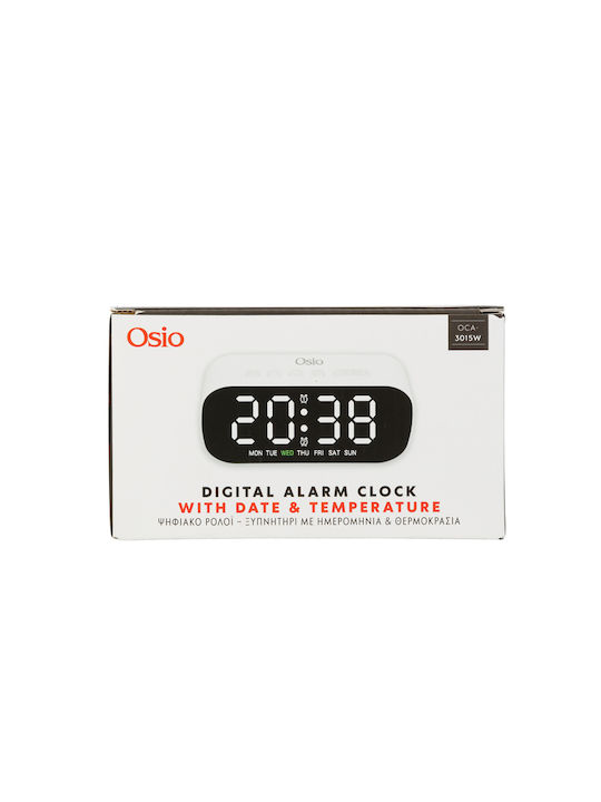 Osio Tabletop Digital LED Clock with Alarm Clock White OCA-3015B