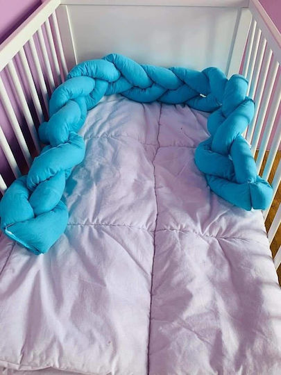 Crib Bumpers Braided Inside White, Gray, Red