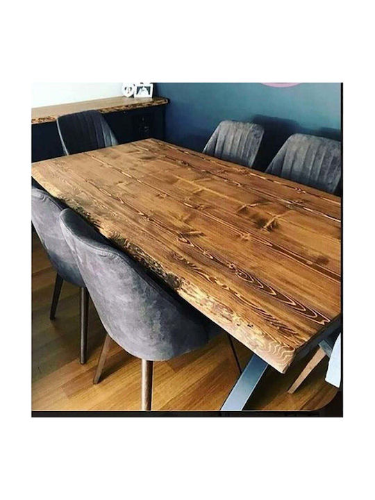 Extendable Dining Room Table Made of Solid Wood & Metal Brown 80x180cm