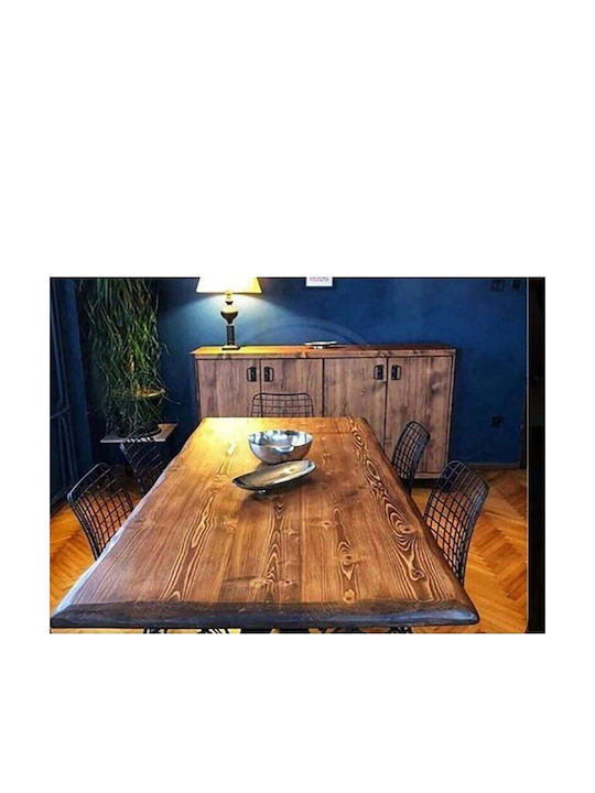 Extendable Dining Room Table Made of Solid Wood & Metal Brown 80x180cm