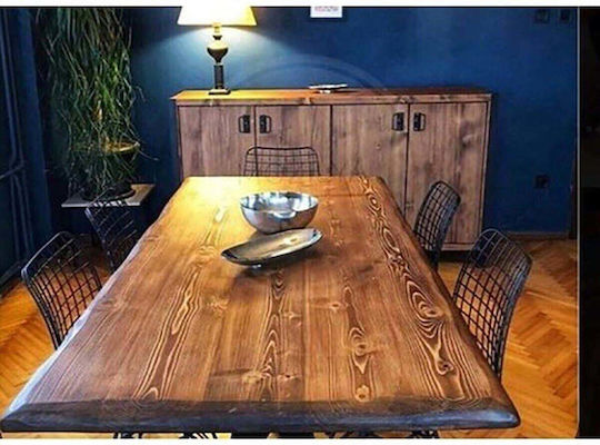 Ausziehbarer Esszimmer- und Küchentisch aus Massivholz und Metall Braune 80x180cm