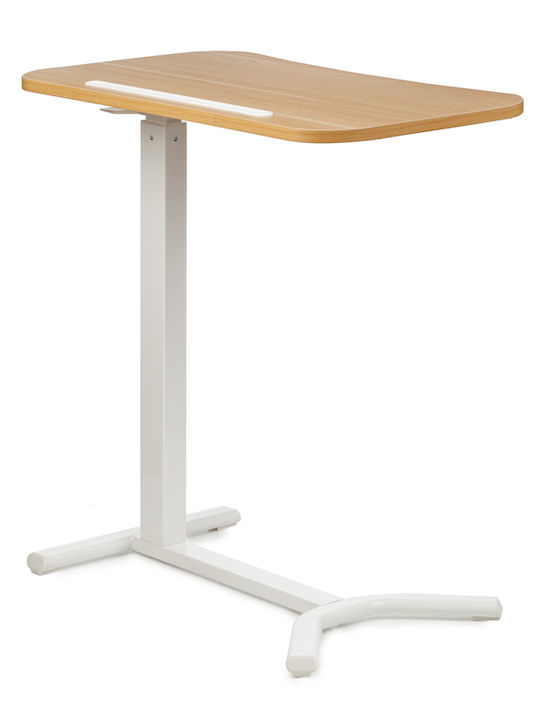 Birou Lemn Alb cu Picioare Metalice și Înălțime Reglabilă 60x38x66.5cm