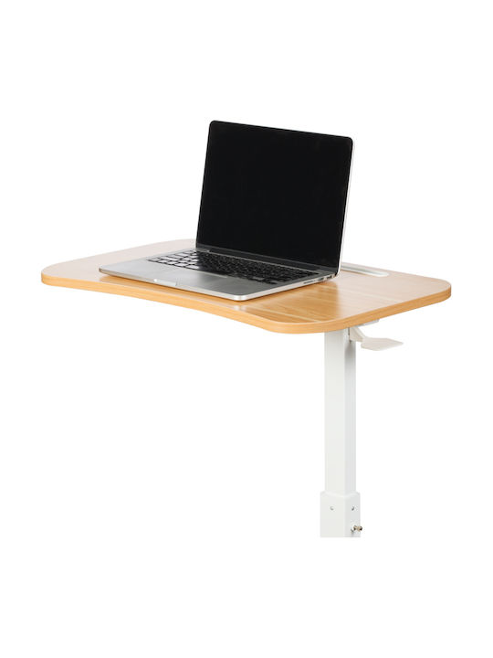 Birou Lemn Alb cu Picioare Metalice și Înălțime Reglabilă 60x38x66.5cm