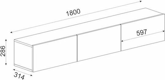Έπιπλο TV Επιτοίχιο με Φωτισμό Led Λευκό 180x31x28εκ. Έπιπλο TV Επιτοίχιο με Φωτισμό Led Λευκό 180x31x28εκ.