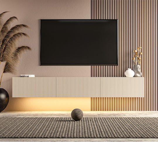 TV Stand with LED Lighting White L180xD31xH28cm