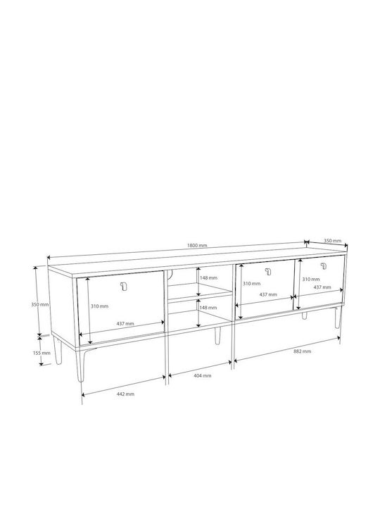 Brown TV Stand L180xD35xH51cm