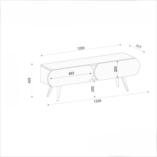 TV-Ständer Weiß M120xP31.7xH42cm