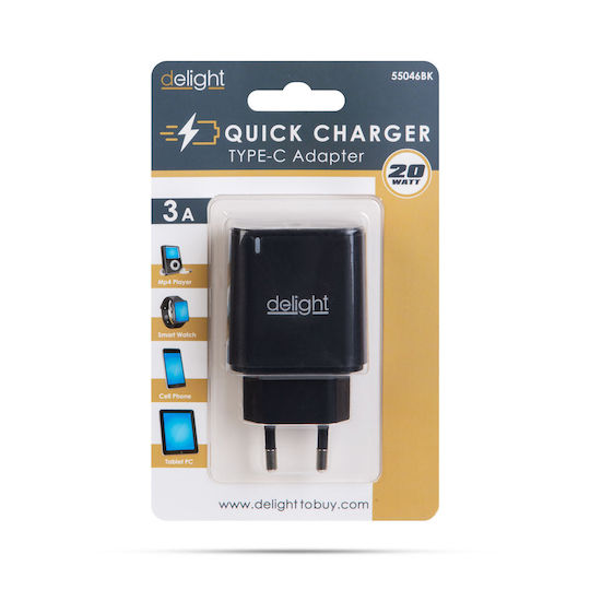 Alista Home Incarcator Fara Cablu cu Port USB-C 20W Power Delivery Negru (GLB_55046BK)
