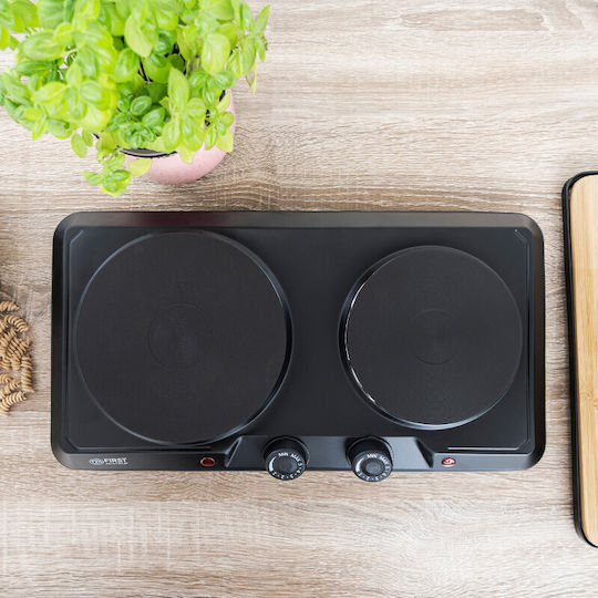 First Austria Enamel Countertop Double Burner Black