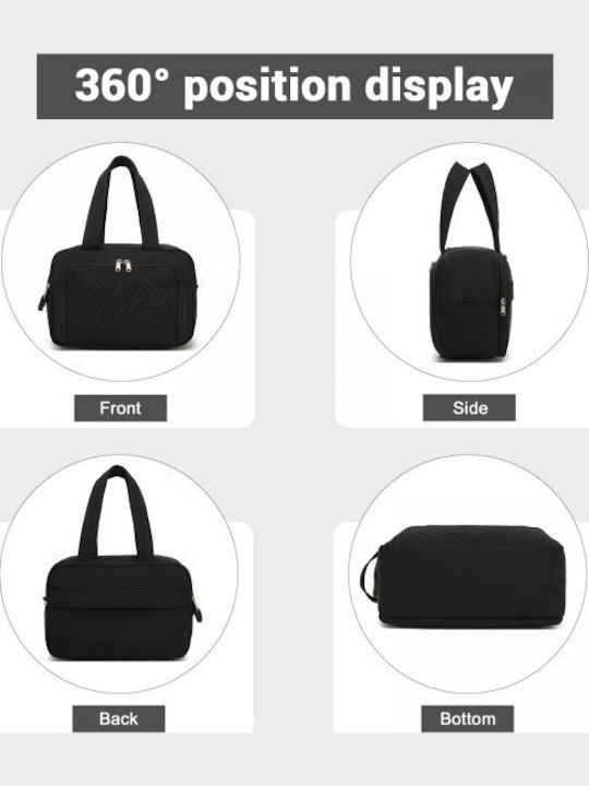 Miss Lulu Travel Quilted Toiletry Bag – Water-resistant Wet Dry Pocket Large 180° Opening Easy Access