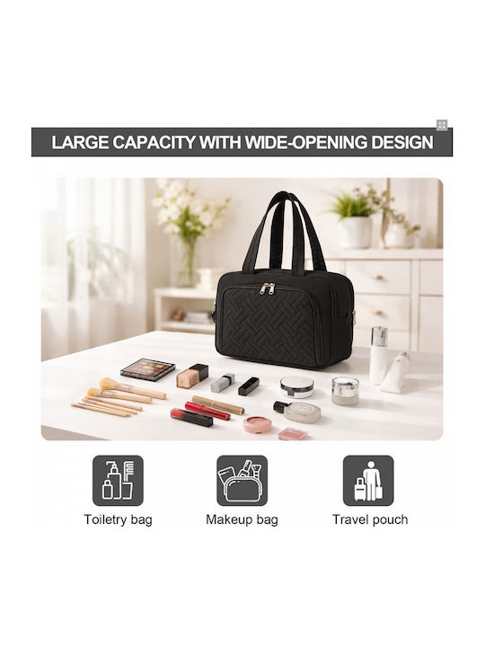 Miss Lulu Travel Quilted Toiletry Bag – Water-resistant Wet Dry Pocket Large 180° Opening Easy Access
