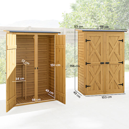Wooden Garden Shed L1.15xW0.53xH1.56m