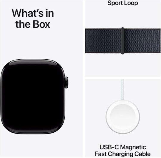Apple Watch Series 10 Aluminium 42mm Waterproof with Heart Rate Monitor (Jet Black with Ink Sport Loop)