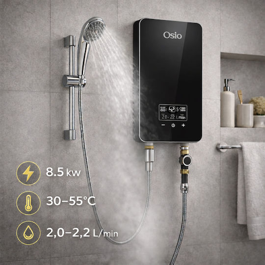Osio Wall Mounted Electric Single-Phase Instant Water Heater for Bathroom 8.5kW