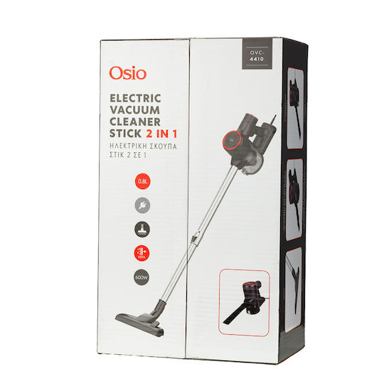 Osio Electric 2 in 1 Stick & Handheld Vacuum 600W Red OVC-4410