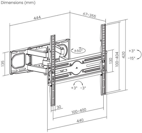 Akai Proffesional 3270TS2 Wall TV Mount with Arm up to 70" Black