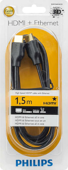 Philips HDMI 1.4 Hochgeschwindigkeits 1080p 120Hz Kabel HDMI-Stecker - Micro-HDMI-Buchse 1,5m Schwarz