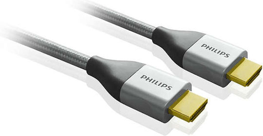 Philips HDMI 2.0 Premium High Speed 4K 60Hz HDR Geflochtenes HDMI-Stecker Kabel HDMI male 3m Grau