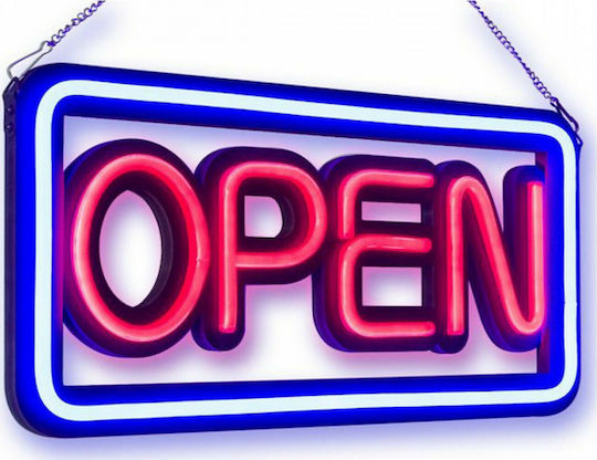 Open Πινακίδα LED με Κίνηση Μονής Όψης 50x25cm Κόκκινο / Πράσινο