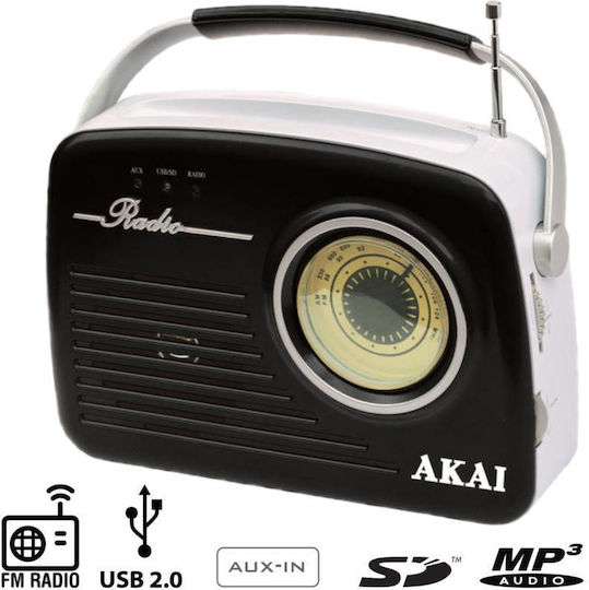 Akai Proffesional APR-11 Retro Tabletop Radio Electric / Battery with USB Black
