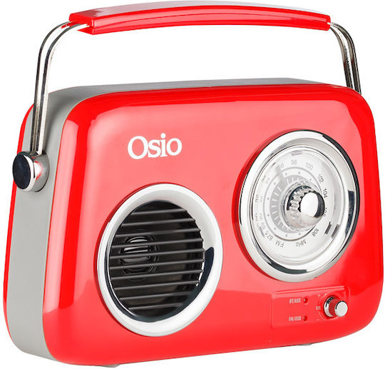 Osio OPR-3040R Retro cu Bluetooth și USB Roșu