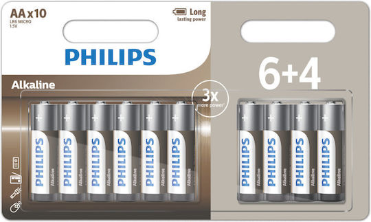 Μπαταρίες Αλκαλικές Philips Αα 6+4 Τεμ